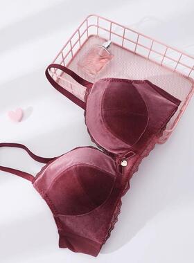 芬狄诗商场同款珠光绒面轻柔薄杯内衣女3/4杯无钢圈文胸FB00353