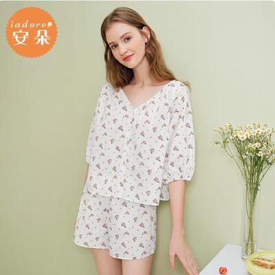 安莉芳旗下安朵纯棉印花V领家居服套装睡衣HL00123/安莉芳EL00574