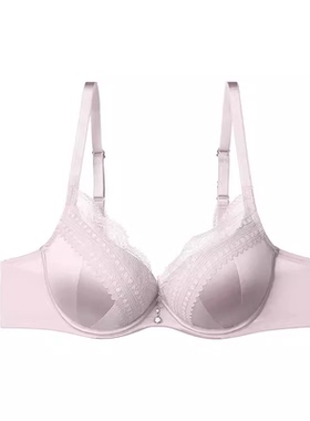 安莉芳光面聚拢文胸女士蕾丝边小胸厚杯上托收副乳内衣EB00069
