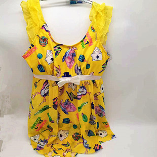 连体泳衣FS0622 保守聚拢显瘦裙式 芬狄诗女小清新修身 温泉遮肚大码