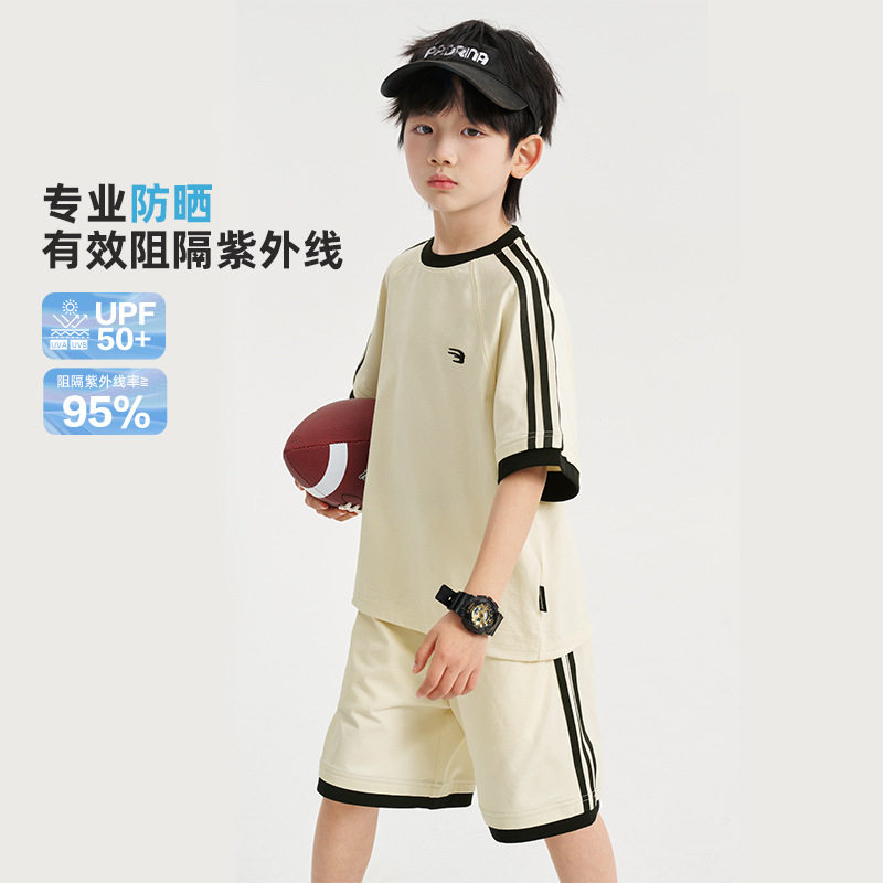 祯品轩童装男童套装2025新款大童男孩帅气短袖短裤儿童运动两件套