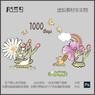 159 小红书ins宝宝拍照道具素材彩虹蝴蝶郁金香白鸽KT板雪弗板PS