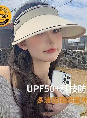 E遮脸防紫外线骑车防吹翻空顶遮阳帽女夏季防晒帽【拍一发五】