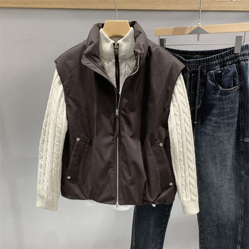 简约复古立领羽绒服马甲