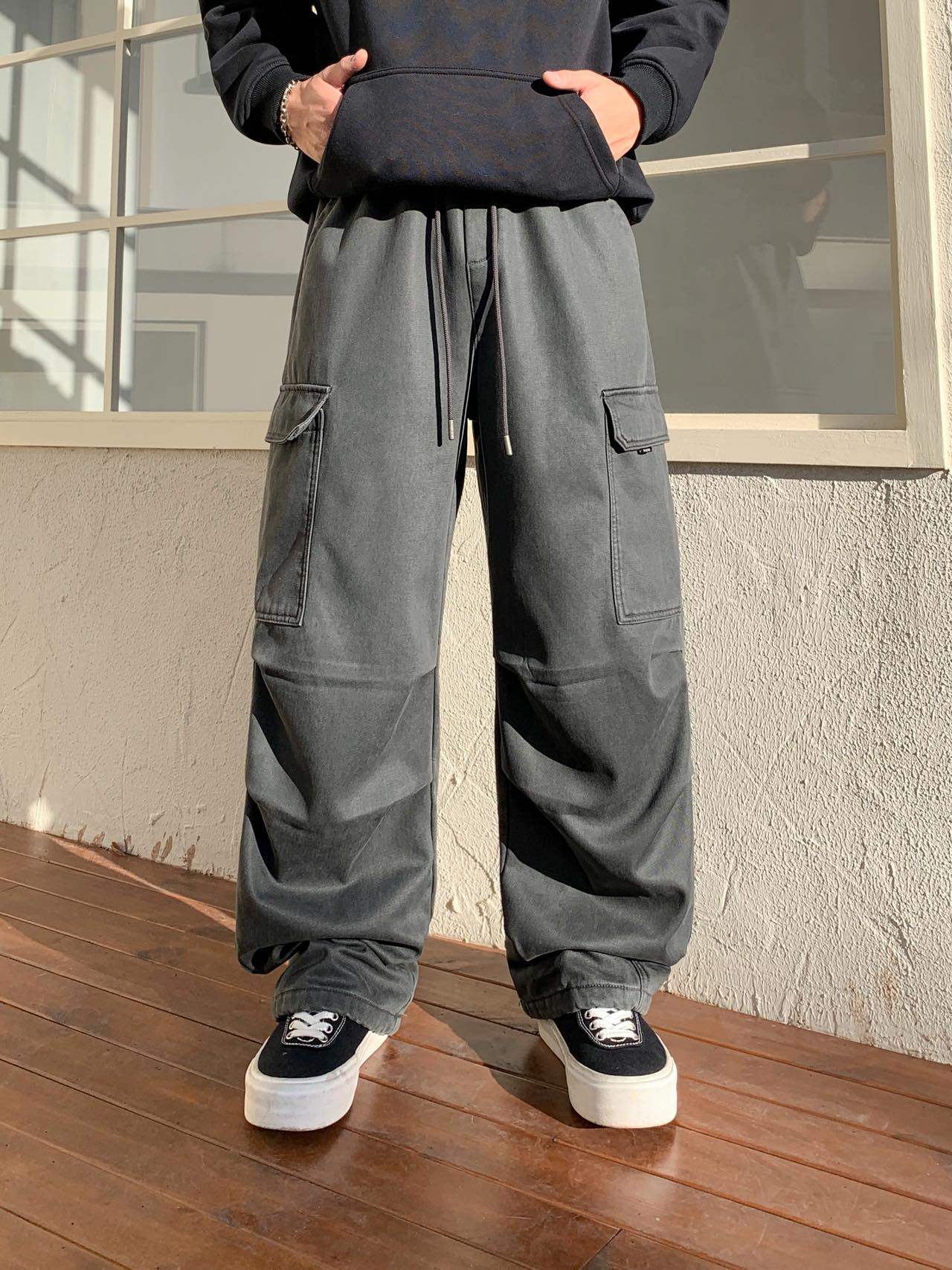 冬季潮牌加绒加厚工装裤男美式复古宽松直筒休闲裤百搭阔腿长裤子,男装,休闲裤,淘宝优惠券,粉丝福利购,淘宝优惠卷