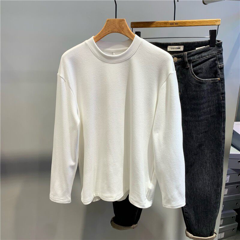 长袖韩版青年加绒加厚德绒打底衫