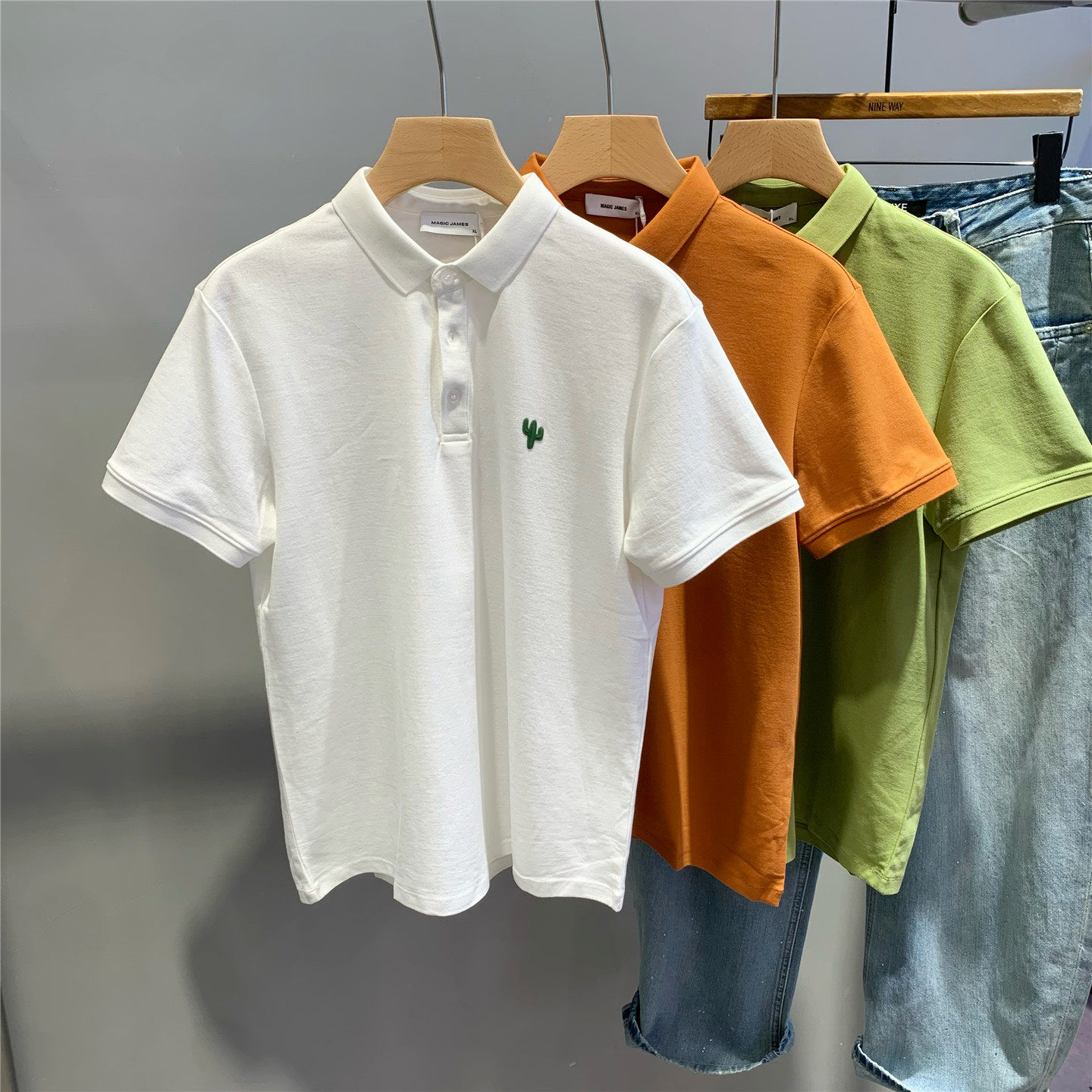 夏季新款简约纯色小刺绣翻领短袖polo衫韩版时尚休闲运动半袖上衣