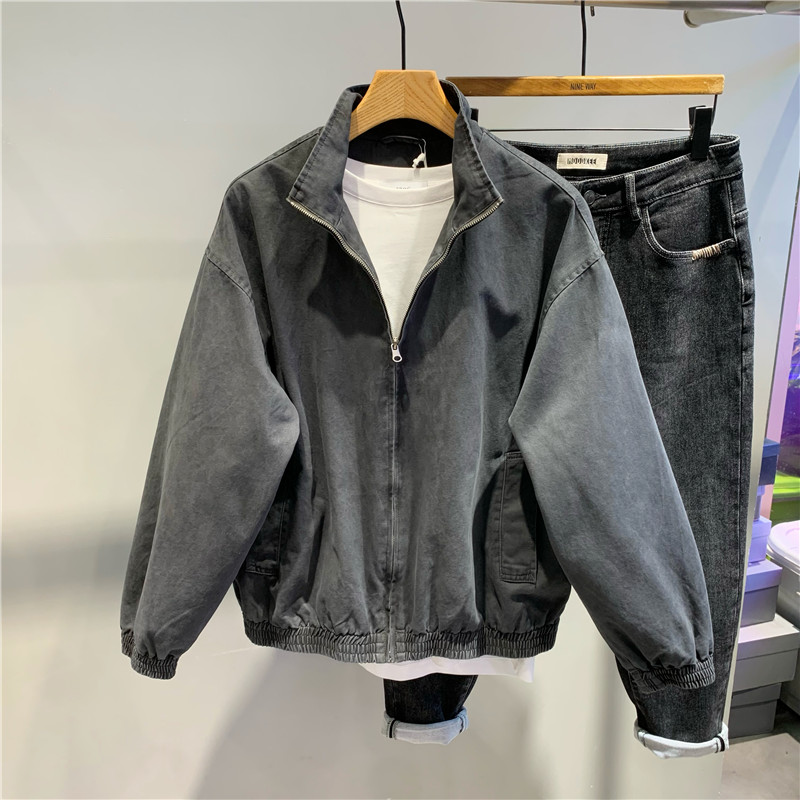 水洗复古立领短款外套