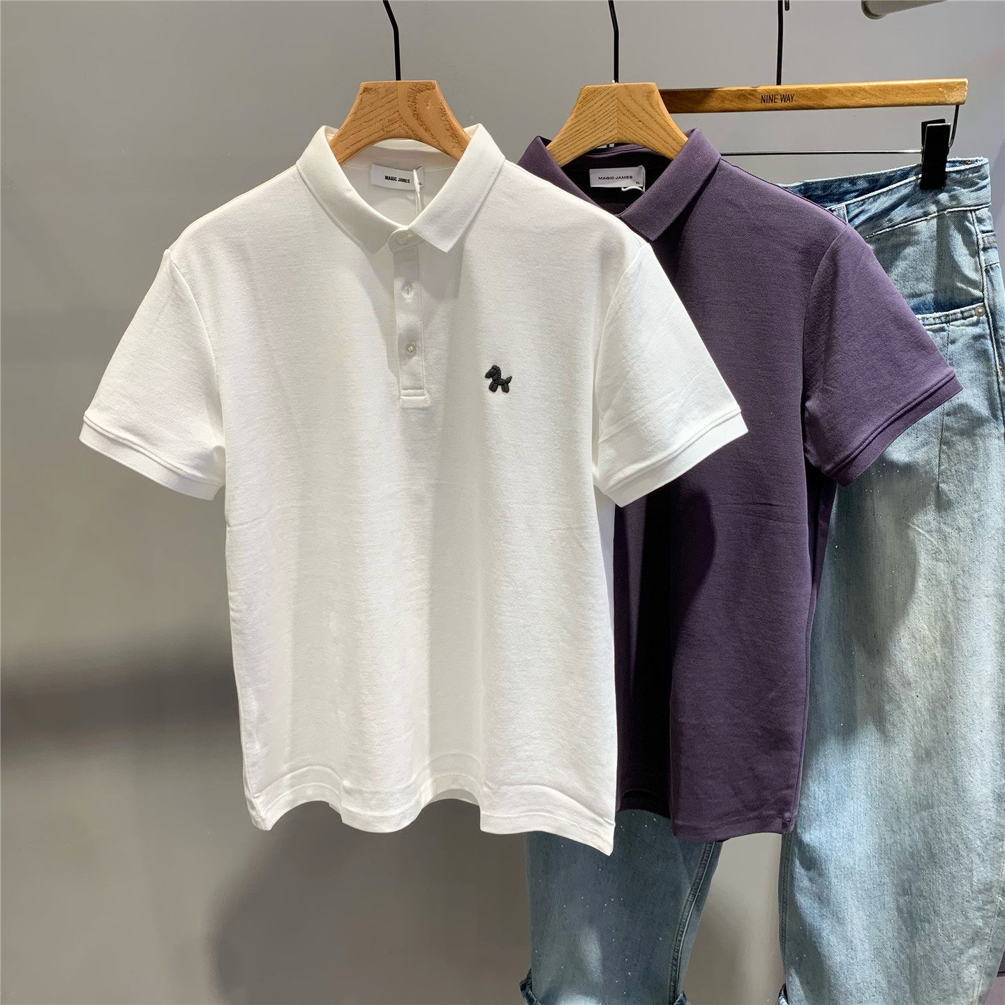 夏季新款马年图腾刺绣翻领短袖polo衫韩版修身百搭舒适运动半袖衫