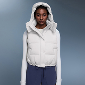 短款 户外保暖背心90白鸭绒休闲运动百搭 四格连帽羽绒马甲女士冬季