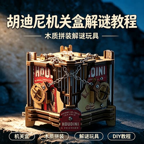 胡迪尼机关盒手工教程木质拼装解谜玩具 DIY 教学资料
