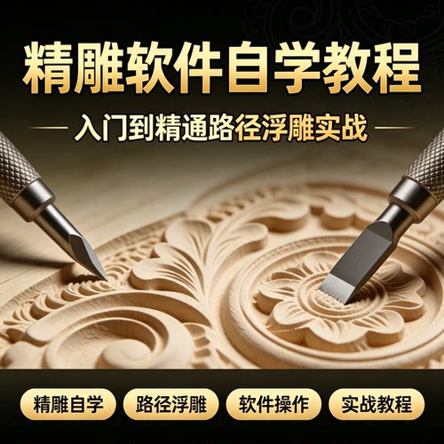 精雕软件自学教程路径浮雕设计入门到实战雕刻绘图教学资料