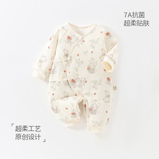 新生儿秋冬季 蝴蝶衣80克夹棉睡衣婴儿加厚纯棉连体衣初生宝宝睡衣