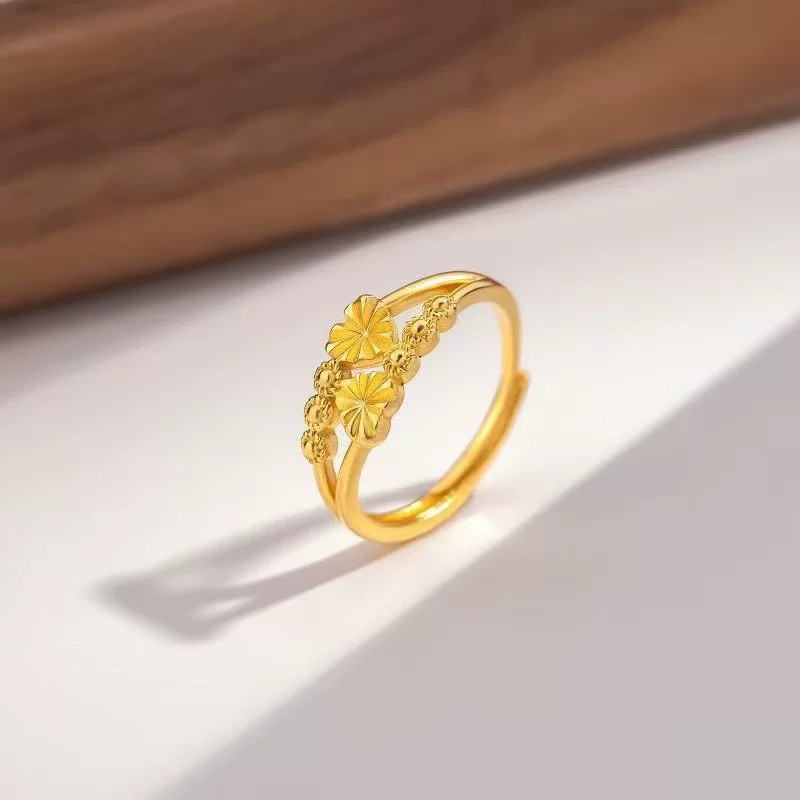 下单立减50时尚双心戒指心形活口可调节指环多款爱心戒指女戒金色