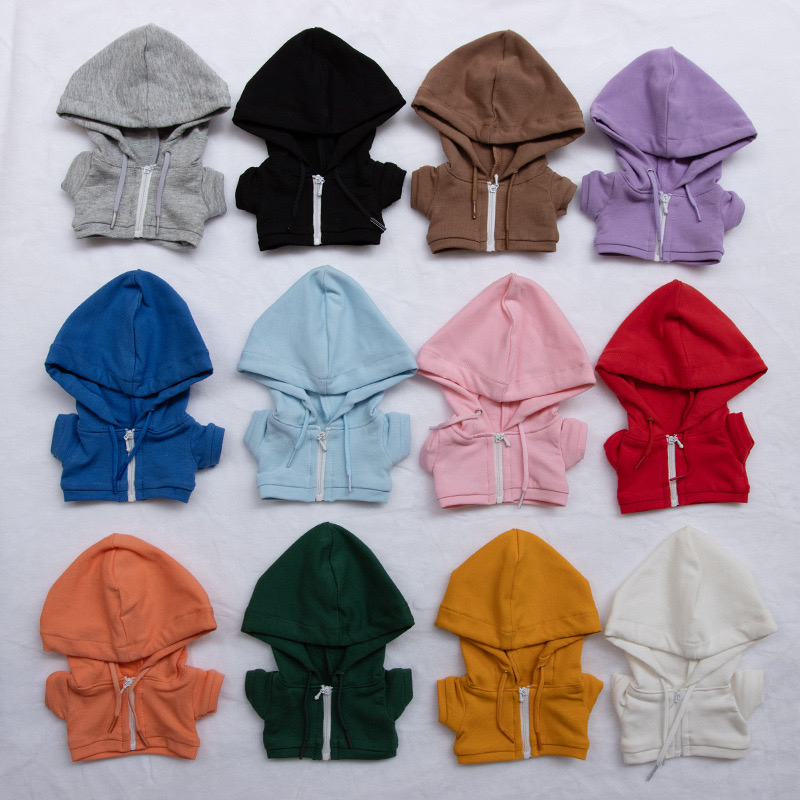 20CM娃衣现货15CM连帽拉链卫衣10厘米棉花娃娃毛绒玩具公仔衣服