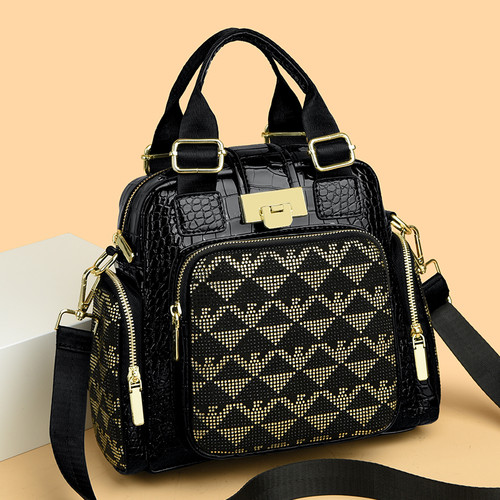正品2026新款双肩包女烫钻手提大背包时尚百搭大容量三用斜挎包潮