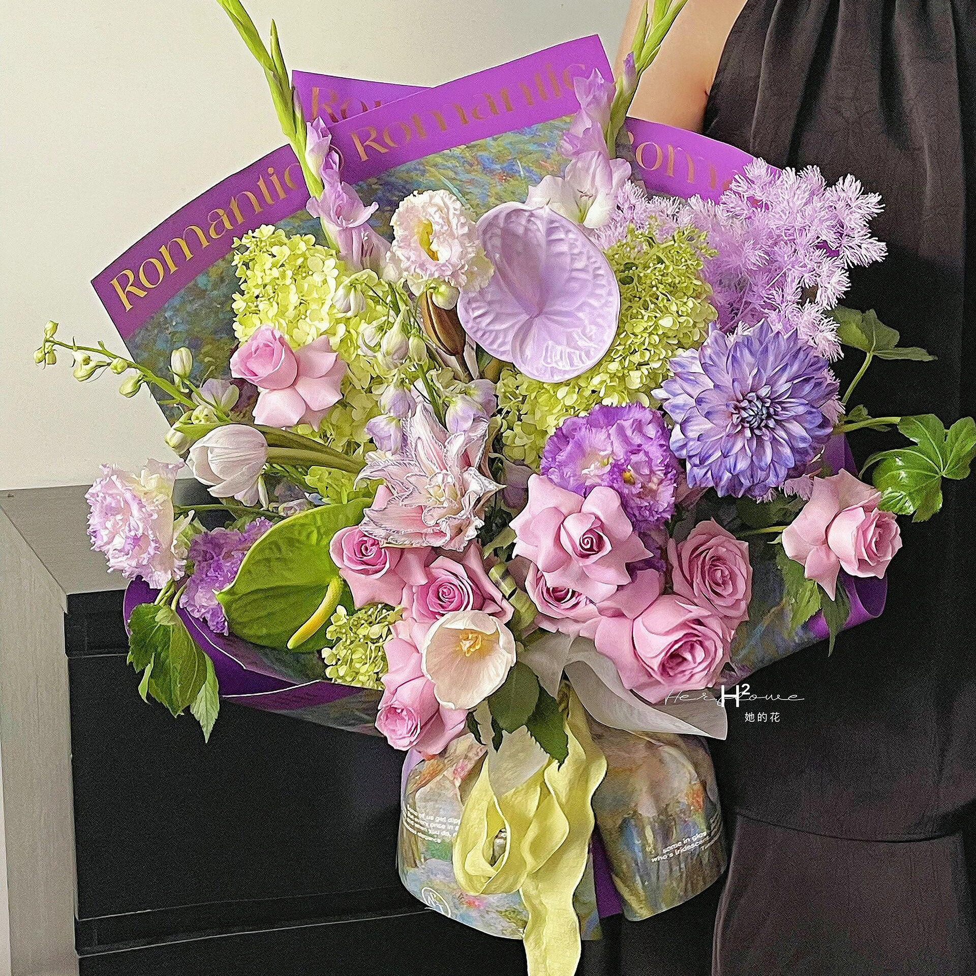 跃森·野兽派花束包花纸油画风鲜花包装纸轻奢背景艺术纸花艺资材