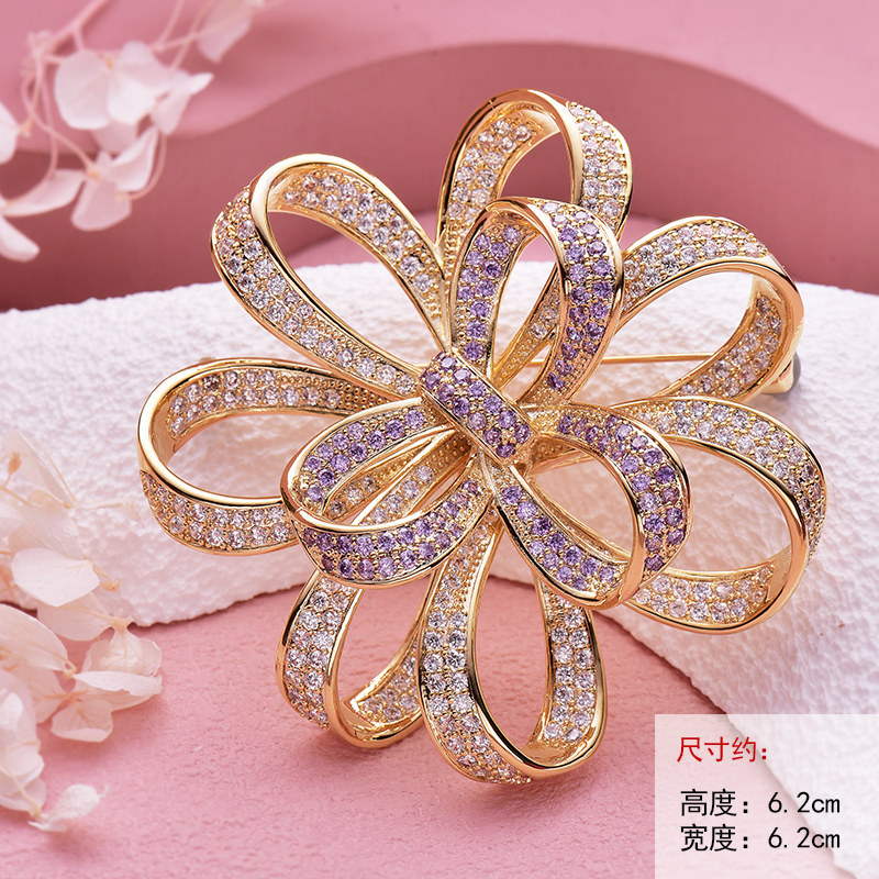 直播专享 雅典女神丝带大蝴蝶结胸针