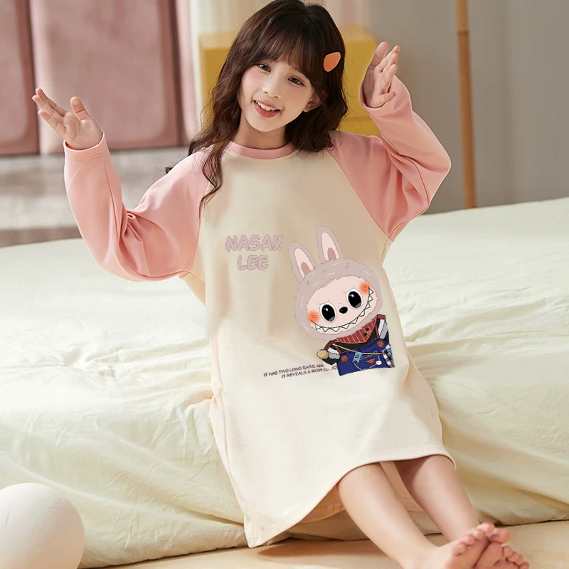 搭配2件~布拉拉女童睡裙儿童秋冬季长袖家居服小女孩空调服睡衣