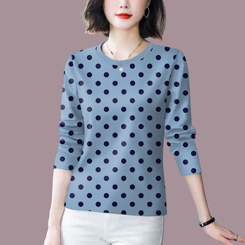 上新~女装新款减龄打底春秋薄款长袖宽松遮肚显瘦印花T恤女上衣潮