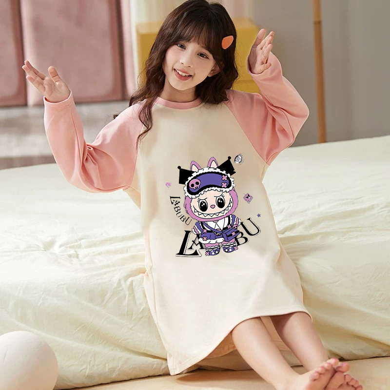 上新~布拉拉女童睡裙儿童春秋季薄款长袖家居服小女孩空调服睡衣