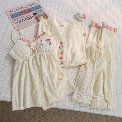 卡通可爱KT猫纯棉长袖春秋睡衣女