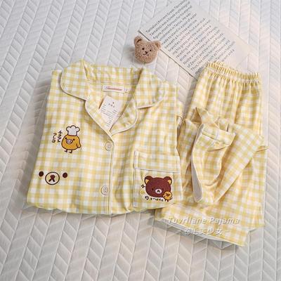 软fufu卡通轻松熊睡衣女2025秋冬新款长袖保暖德绒可爱格子家居服