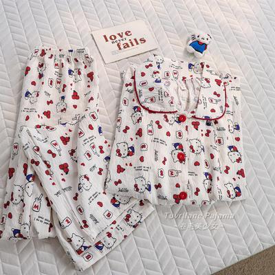 HelloKitty卡通云朵棉睡衣女春秋季长袖新款宽松可爱日系风家居服