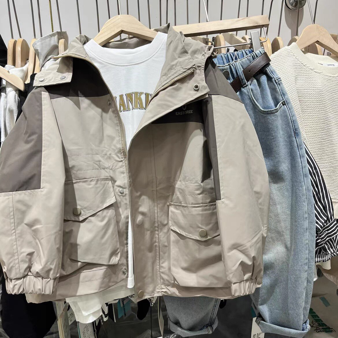 实体店童装男童女童美拉德风衣外套中大童休闲拼接夹克短款外套