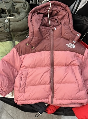 小童羽绒服男童女童粉色绿色白鸭绒连帽短款羽绒服拼色韩版面包服