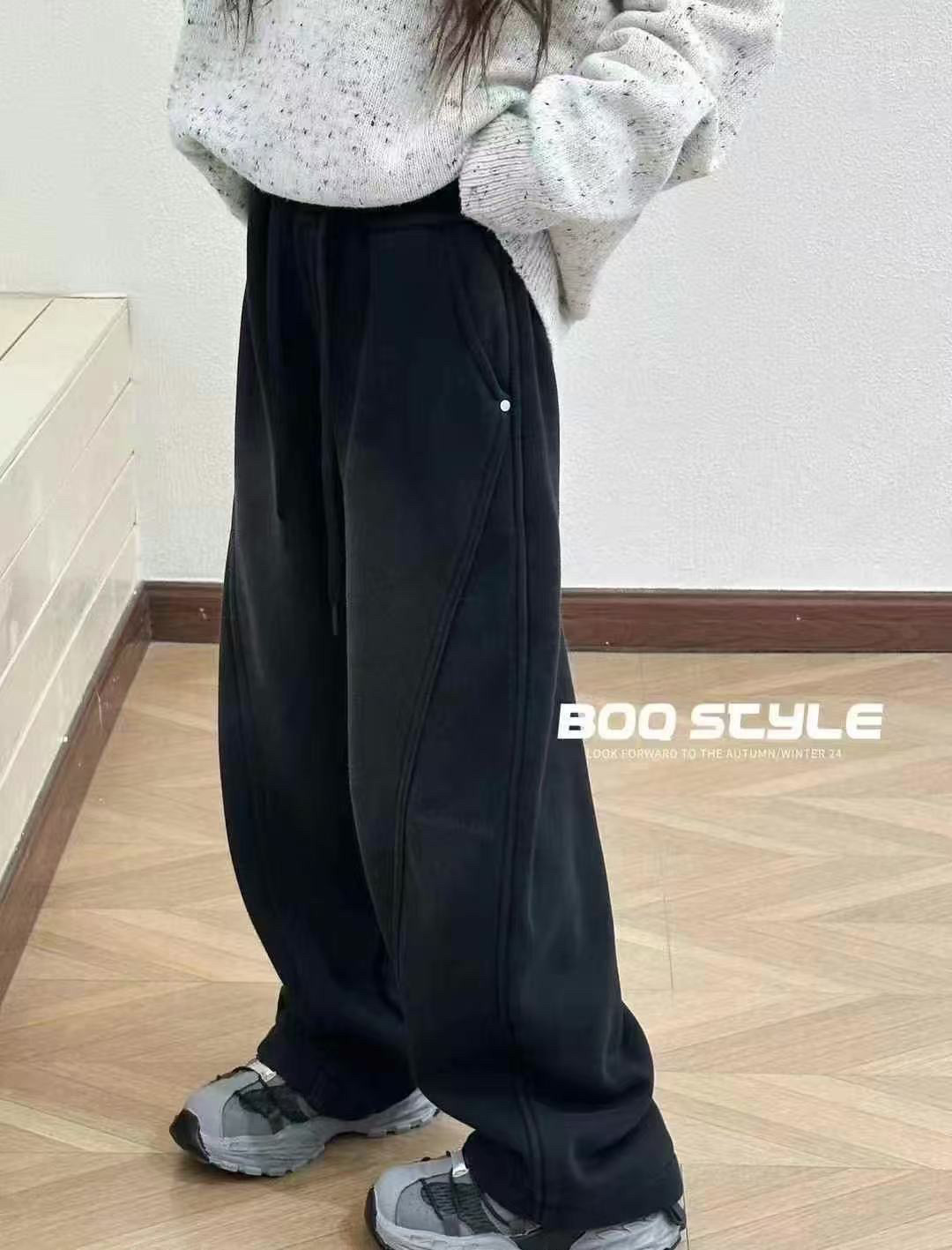 春款新品男童女童黑色晕染弯刀裤中大童韩货卫裤休闲裤设计款