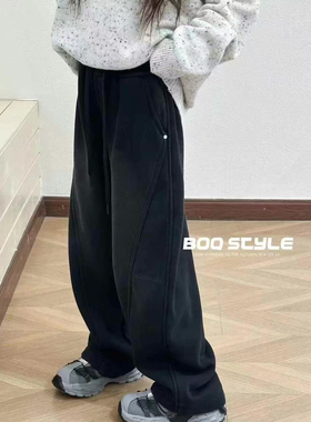 春款新品男童女童黑色晕染弯刀裤中大童韩货卫裤休闲裤设计款