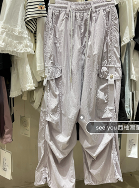 2025夏季新款超薄紫色女童韩版工装裤中大童洋气休闲裤直筒裤