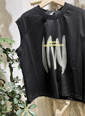 男童夏装黑色无袖冰丝棉上衣韩版帅气背心T恤潮版简素
