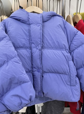 特价不退不换女童好看的紫色白鸭绒羽绒服连帽短款羽绒服