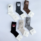 XUE NU靴奴秋冬卡通玩偶立公体仔中筒棉袜可爱学院风个性 潮袜D25