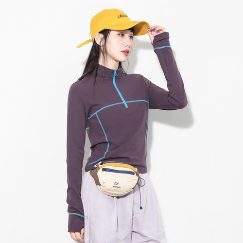 户外运动风长袖修身显瘦T恤女