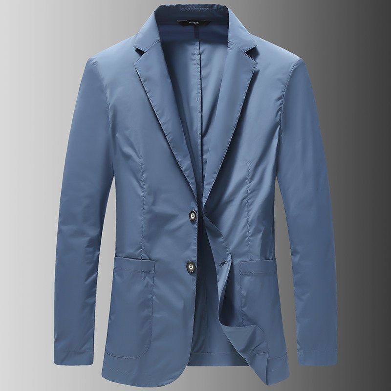 啄木鸟休闲西装男外套2026夏季超薄款单层防晒西服男修身免烫冰丝