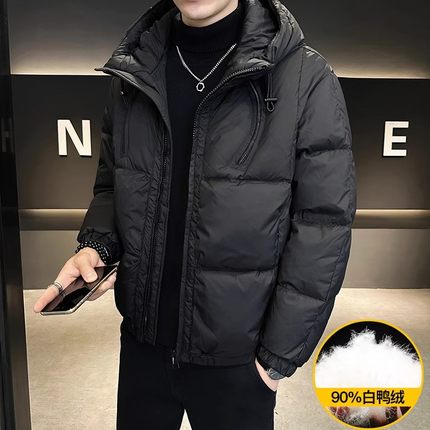 连帽羽绒服男士冬季轻薄款2024新款青年男款潮牌短款外套品牌男装