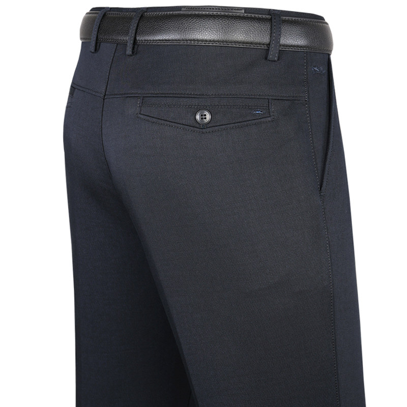 老爷车男士厚款休闲裤男装直筒裤高腰秋冬款免烫中年商务宽松长裤