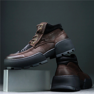 复古风休闲方头皮鞋 38码 欧式 头层牛皮广州手工缝线鞋 高端孤品男鞋
