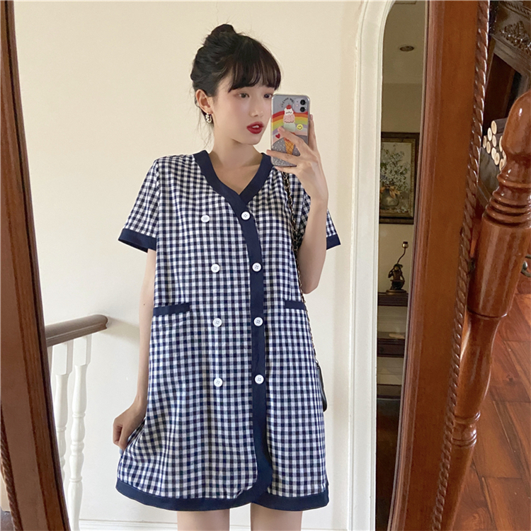 Real photo loose, small fragrance, thin V-neck, medium length suit, skirt and coat