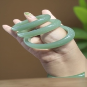 新款 直播间女镯子苹果绿 东陵玉冰透饰品福兄弟金隆玉镯子天然正品