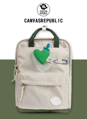 CANVAS REPUBLIC帆布共和国小飞碟双肩包女大容量心形ins背包书包