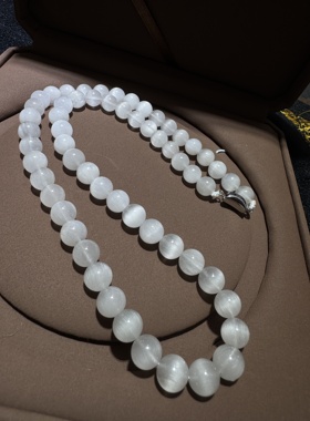 天然白兔毛水晶项链女款锁骨链毛衣链白兔毛水晶项链