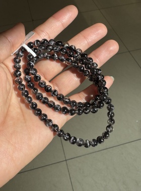 高品质的黑银钛多圈手串银钛晶手链自然光女款水晶