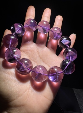 天然紫水晶晶中晶金字塔 大颗粒紫水晶负晶手串男款水晶