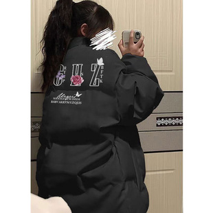 美式小个子学生黑色90白鸭绒羽绒服女冬季新款高级感加厚拉链外套