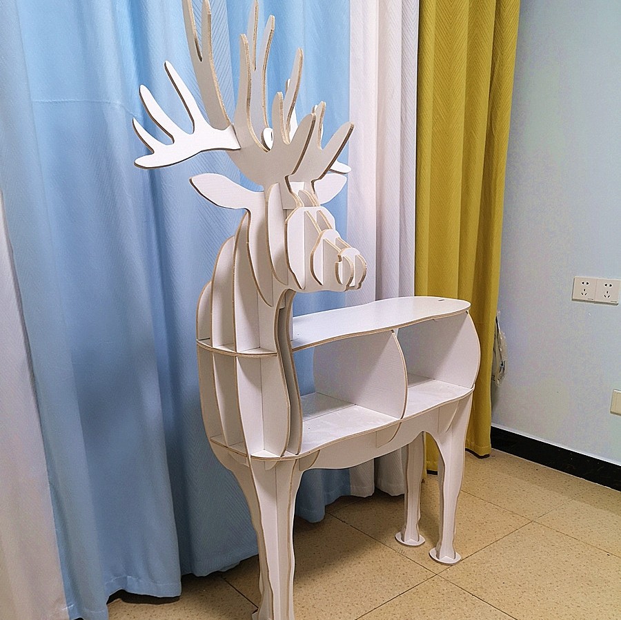 鹿书架网红家居摆件北欧麋鹿创意客厅落地置物架橱窗直播装饰书架