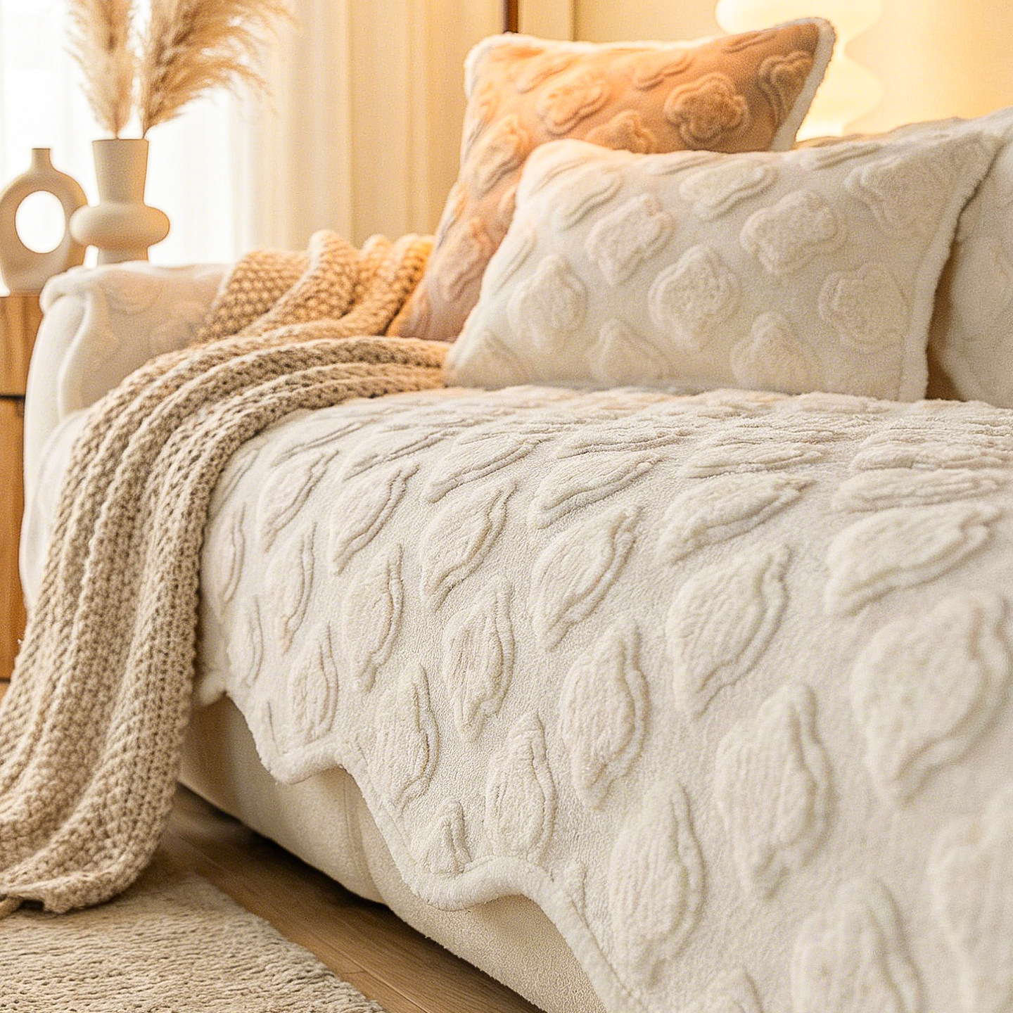 2026新款毛绒沙发垫冬季奶油风高级皮沙发坐垫一片式防滑沙发盖布,居家布艺,沙发垫,淘宝优惠券,粉丝福利购,淘宝优惠卷